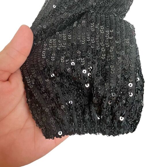 Betsey Johnson Black Sequin Side Slits Midi Dress Size Small - Picture 7 of 13